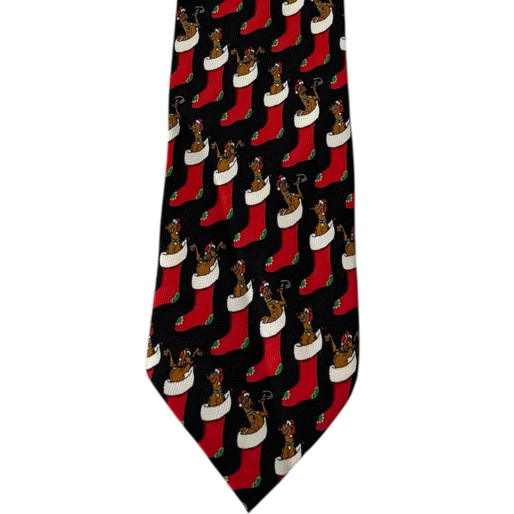 Vintage 90’s Warner Bros 100% Silk Christmas Scooby Doo Long Neck Tie